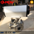 Pneumatic electric Flange connect Y type 3 way 120 degree 135 degree ball valve